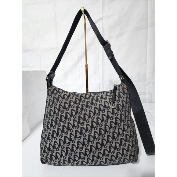 Authentic CHRISTIAN DIOR Diorissimo Trotter Messenger Bag Navy Blue/Grey - Picture 3 of 12